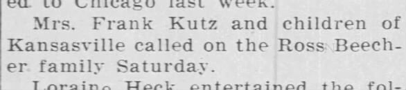 Mrs. Frank Kutz of Kansasville visited Lyons